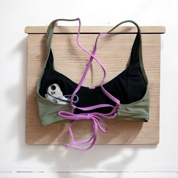 🌻NEW w/tags Prana XL Tulum Green Purple Black Color Block Bikini Top (3) - Picture 4 of 7